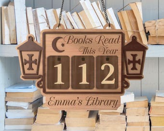 Custom Name Books Read Tracker, Hanging Bookshelf Counter, Books Read This Year, Personalized Book Lover Display, Bookwoom Gift Idea, MYL186