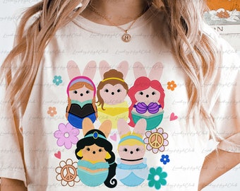 Vintage Easter Disney Princess Peeps Shirt, Cinderella Ariel Jasmine Belle Anna Shirt, Easter Princess Disney Shirt, WDW Girl Easter Outfits