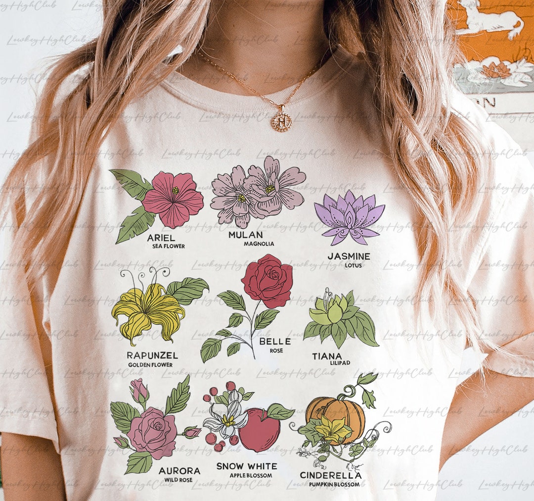 Princess Disney Floral Vintage Style Shirt, Matching Flowers Princess ...