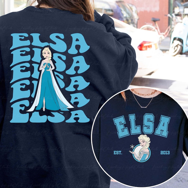 the back of a woman's jacket with a picture of a frozen princess on