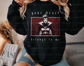 Disney Evil Queen Heart Sweatshirt, Snow White Villian Valentine Shirt, Disneyland Villians Love Shirt, Walt Disneyworld Shirt, MYG082