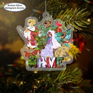 Personalized Robin Hood Xmas Tree Ornament, Disney Robin Hood Ornament, Prince John Sir His Maid Marian, WDW Christmas Party Decor, NVA745