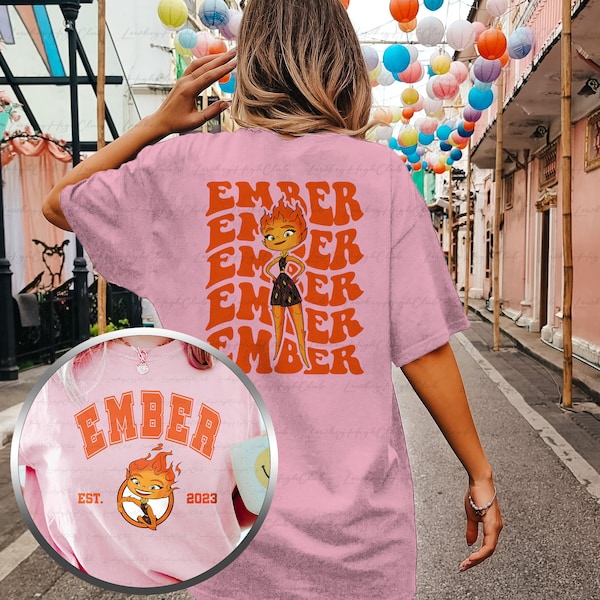 Ember Elemental Disney 2 Sided Shirt, Elemental Ember Shirt, Wade and Ember Shirt, WDW Magic Kingdom Shirt, Elemental Characters Groups Tee