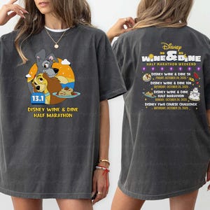 Lady Tramp Disney Dine & Wine 2 Sided Shirt, Lady And The Tramp Half Marathon Shirt, RunDisney 2025 Outfit, Disneyland Running Shirt, BYA662