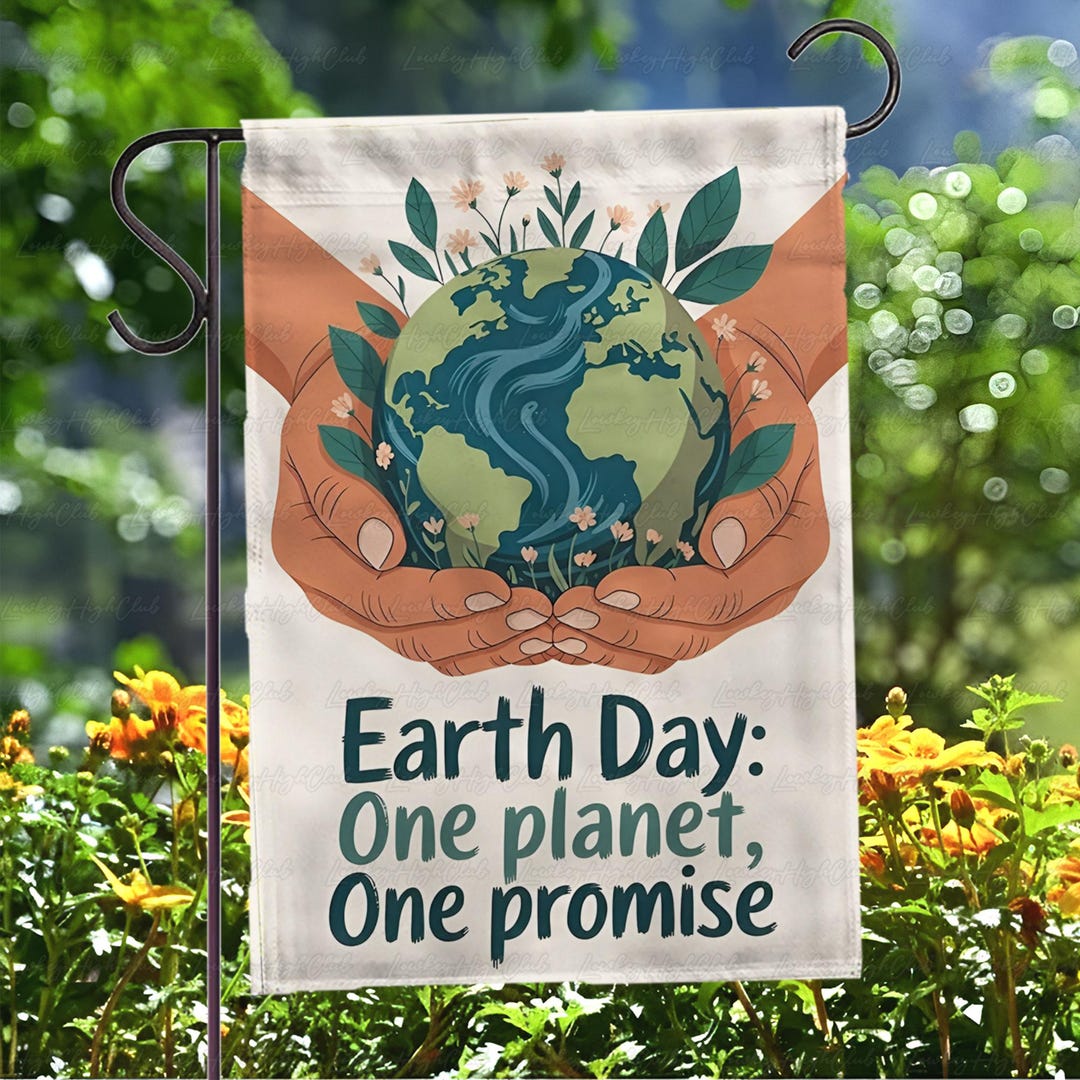 Earth Day One Planet Promise Flag, Green Earth Awareness Outdoor Flag ...