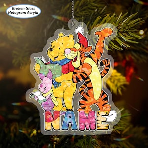 Custom Winnie The Pooh Ornament, Disney Pooh And Friends Ornament, Pooh Bear Kids Name Tree Decor, Tigger Piglet Eeyore Xmas Hanging, MYJ823