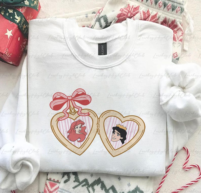 Disney Princess Ariel & Eric Valentines Shirt, Little Mermaid Heart Locket Shirt, Disney Valentine's Bows Shirt, Disney Family Trip, MYD287 bild 8