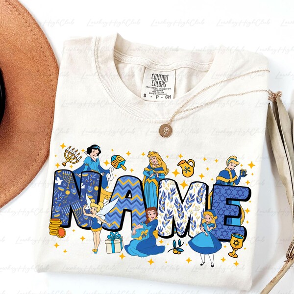 Customized Princess Happy Hanukkah Costume, Belle Cinderella Aurora Snow White, Princess Chrismukkah Shirt, Disney Girls Party Shirt, THA350