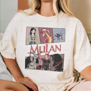 Vintage Mulan All Characters Shirt, Mulan Princess Birthday Shirt, Mushu Lishang Khan Cri-kee, Disneyworld Vacation Family Matching, VTB182