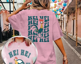 Disney Hei Hei Moana 2 Sided Shirt, Disney  Hei Hei Shirt, Disney Moana Characters, WDW Birthday Squad Matching,Disney Family Vacation Shirt