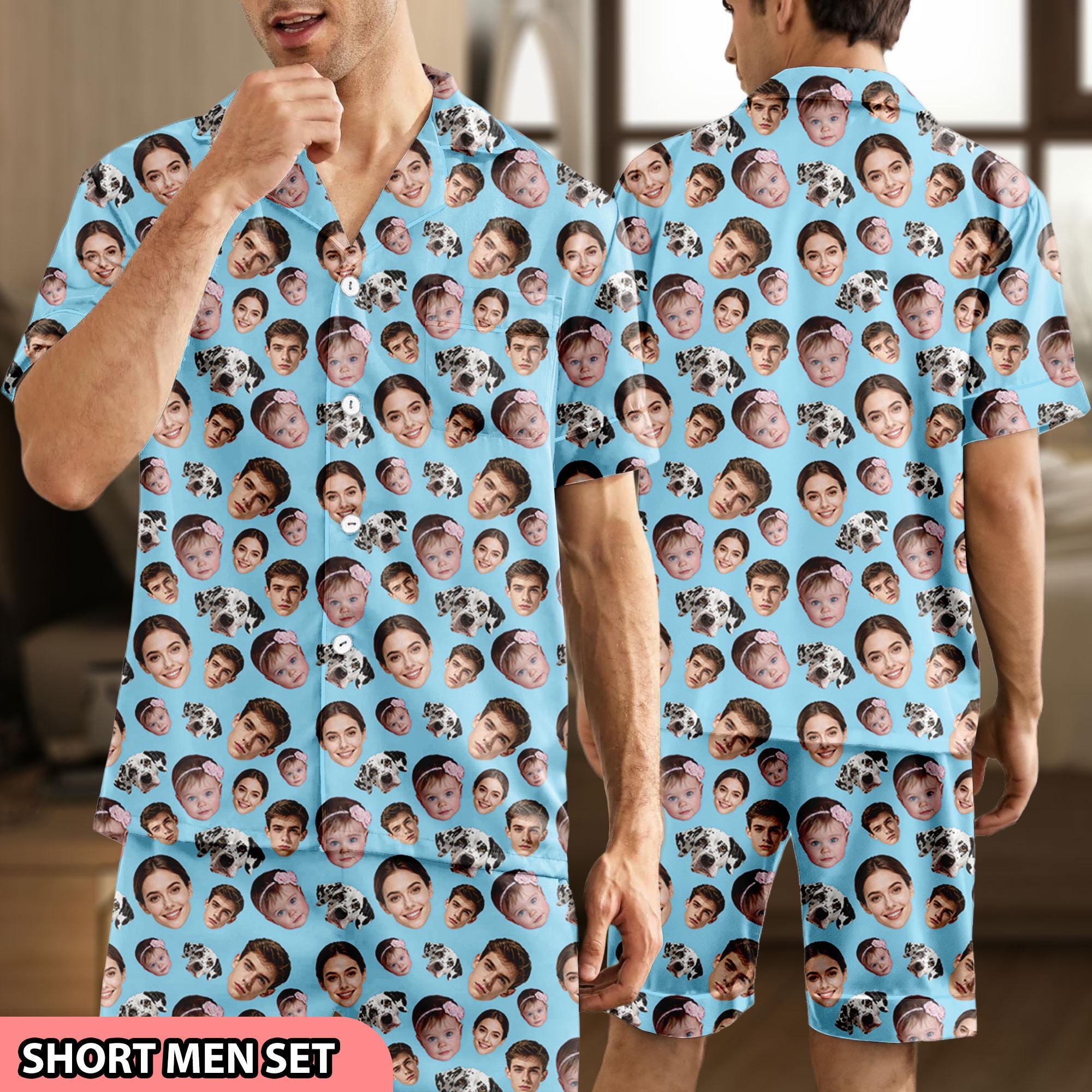 Custom Pet Face Pajama Set, Family Faces on Sleepwear, Personalized Dog ...