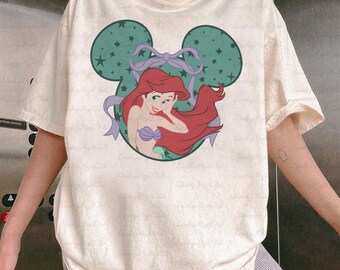 Cute Ariel Princess Coquette Shirt, The Little Mermaid Ariel Bows Shirt, WDW Princess Ribbons Shirt, Disneyland Girly Trip Gift, NVA363-02