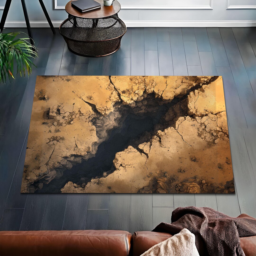 3D Huge Crack Printed Rug, Realistic Broken Concrete Illusion Carpet ...