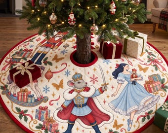 The Nutcracker Ballet Christmas Tree Skirt, Pink Ballerina Holiday Skirt, Sugar Plum Fairy Tree Skirt, Festive Home Decor, Ballet Lover Gift