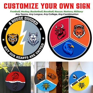 Custom House Divided Sports-bord, University College Football, hockey, honkbal, basketbal, alle teams, elke competitie, elke universiteit, elke combinatie