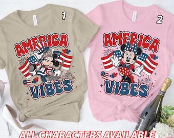 Minnie Mickey America Vibes Shirt, 4th Of July Minnie Shirt, Mickey USA Freedom Firework Shirt, Disneyland 250th Anniversary Couple Matching