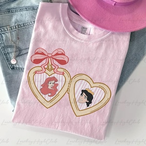 Disney Princess Ariel & Eric Valentines Shirt, Little Mermaid Heart Locket Shirt, Disney Valentine's Bows Shirt, Disney Family Trip, MYD287 bild 1
