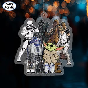 Custom Star Wars Christmas Ornament, Disney Starwars Xmas Decor, Starwars Holiday Tree Hanging, Space Wars Hero Kids Birthday Gift, VTB351