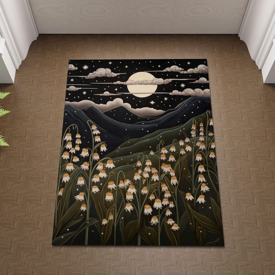 Lily Rug Moonlight Lily of the Valley Rug, Starry Night Lily of the Valley Rug ...