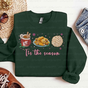 Christmas Mexican Food Sweatshirt, Tamales And Atole Holiday Shirt, Concha Pan Dulce Lover Shirt, Funny Mexican Abuelita Cooking Tee, VTB509