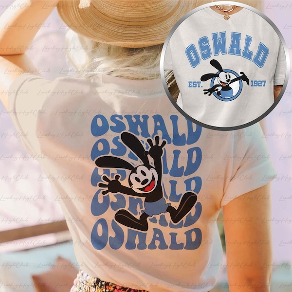 Disney Oswald Lucky Rabbit 2 Sided Shirt, Oswald Disney Shirt, Oswald The Lucky Rabbit, WDW Magic Kingdom Trip Shirt, Epcot Oswald Crew Tees