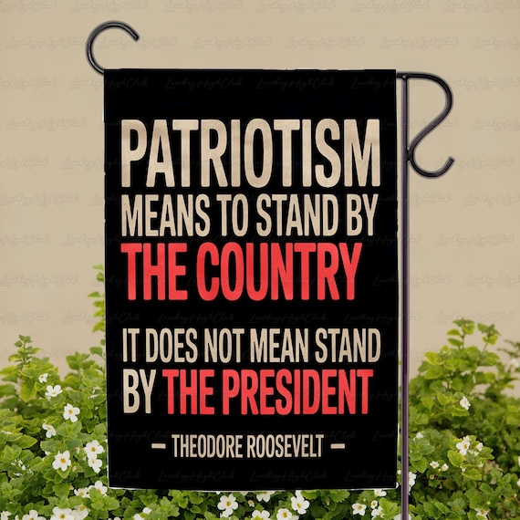 Patriotism Definition Anti Trump Yard Flag, Resist Fascism Protest Flag, Patriotic Stand By Country Not President Flag, Politic Quote Decor