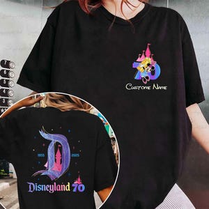 Custom Minnie 70th Disneyland 2 Sided Shirt, Mickey & Co 70th Anniversary Shirt, Platinum Celebration Shirt, WDW Castle Family Shirt, NVA626