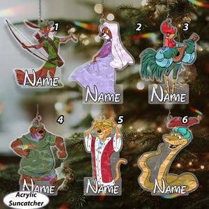 Custom Christmas Robin Hood Ornament, Little John Sir His Maid Marian Alan A Dale, Robin Hood Disney Xmas Keepsake, WDW Holiday Decor,VTB455