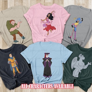 The Hunchback of Notre Dame Characters Shirt, Hunchback Notre Dame, Esmeralda Quasimodo Shirt, Notre Dame Adventure Disney Trip Shirt,NVA079