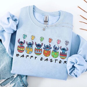 Stitch Happy Easter Day Sweatshirt, Cute Lilo Stitch Easter Eggs Shirt, Disney Spring Vacation Shirt, WDW Hawaii Family Easter Shirt, MYA737 bild 1