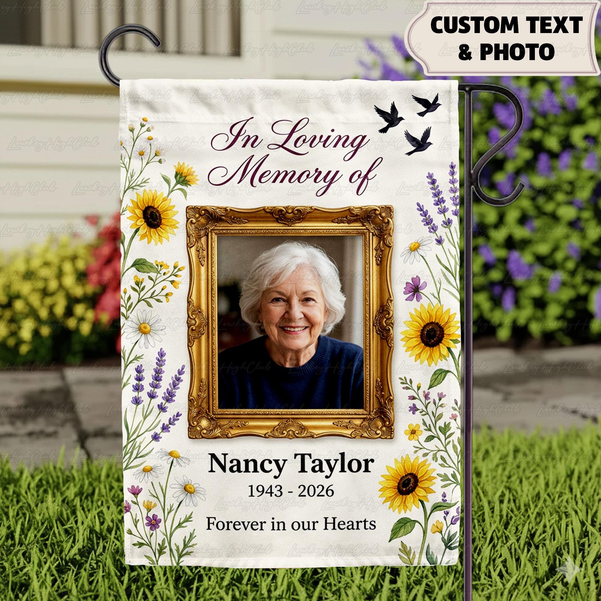 Personalized Sunflower Memorial Porch Flag, Custom Photo in Loving ...