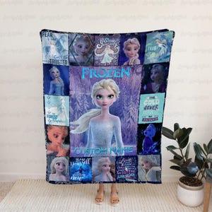 Disney Elsa Custom Kid Name Blanket, Princess Elsa Frozen Blanket, Elsa Anna Birthday Gift Blanket, Birthday Girl Princess Blanket, MYE923