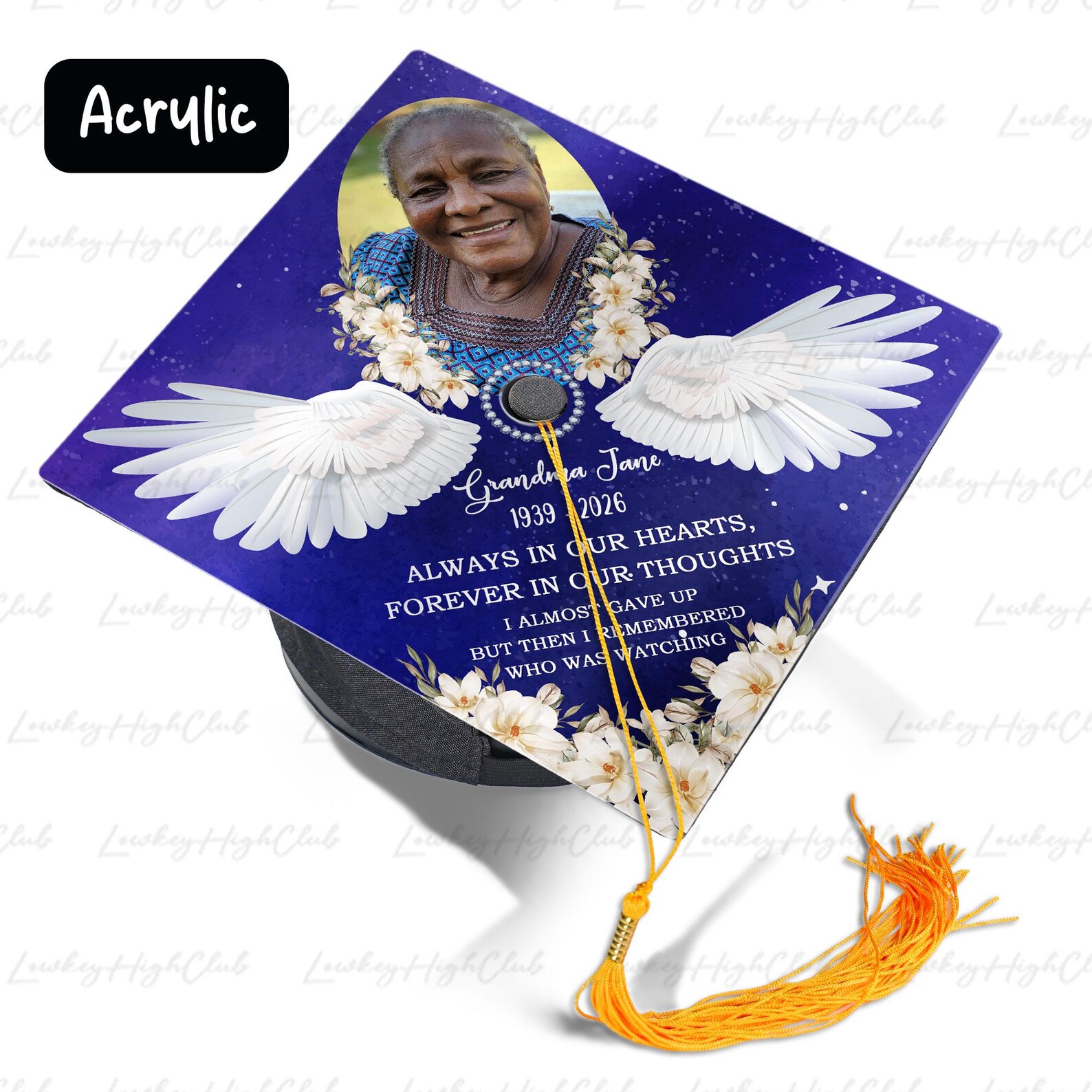 Custom Memorial Graduation Cap Topper, Sympathy Parents Loss Grad Cap ...