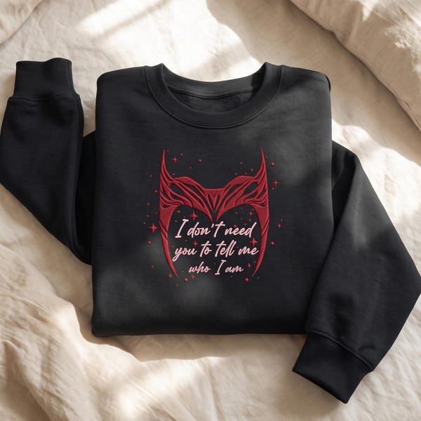 Scarlet Witch Crown Embroidered Sweatshirt, Wanda Maximoff Tee, Marvel Witch Magic Shirt, Wandavision Scarlet Hoodie, Magic Witch Lover Gift
