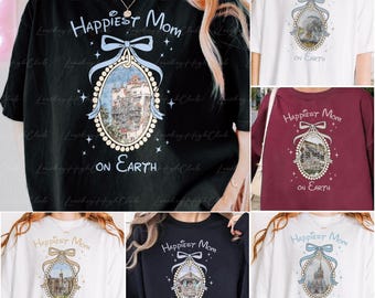 Coquette Bow Disneyland Shirt, Disney Castle Magic Kingdom Girly Shirt, Mothers Day Y2K Shirt, Happiest Mom On Earth Shirt Mom Birthday Gift
