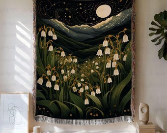 Custom Lily May Birth Flower Blanket, Celestial Lily Of The Valley Throw, Mystical May Birth Flower Blanket, Cozy May Keepsake Gift, MYI109
