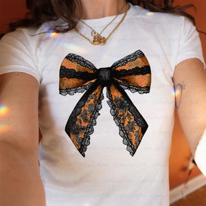 Coquette Lace Gothic Spooky Baby Tee, Gothic Girly Baby Tee, Spooky Pumpkin 90s Baby Tee, Fall Vibes Witchcore Baby Tee, Halloween Gift Idea