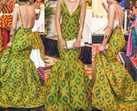 open back african print dresses