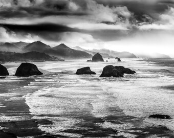 Ecola Mono, Cannon Beach, Oregon, Oregon City, seascape, ecola state park, ocean, PNW, rain, fog, wall art, photo, photography, nature