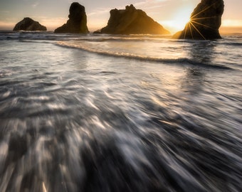 Sunkissed, wall art, photo, giclee print, landscape photography, photograph, sunset, Oregon coast, Oregon, PNW