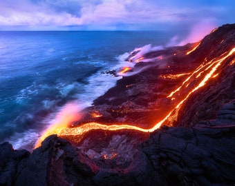 Ohana, lava, Hawaii, lava flow, ocean, coastline, fine art, wall art, photograph, giclee print, big island, nature