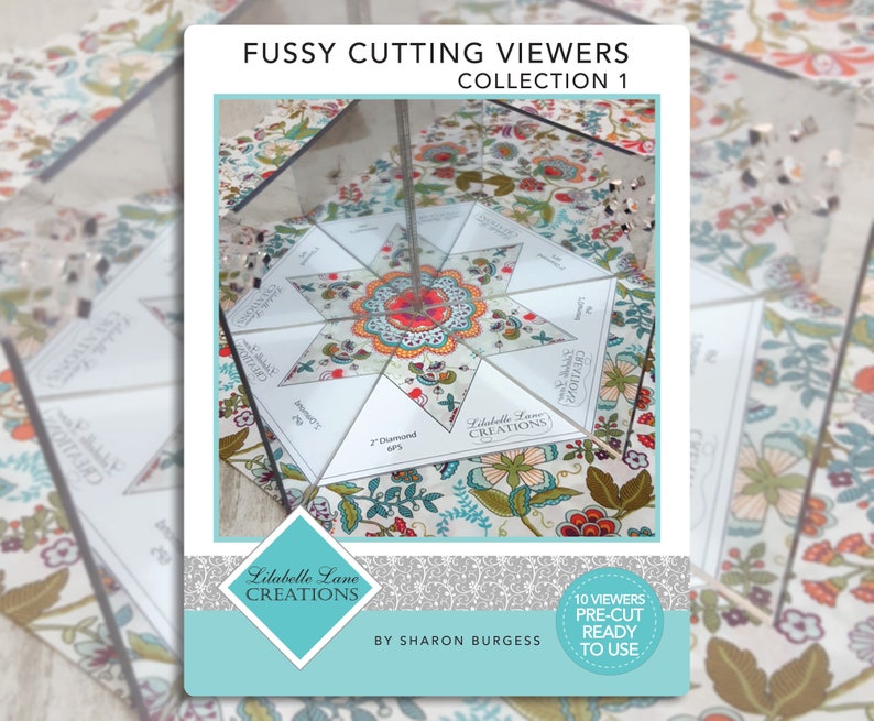 SET of 10 EPP Fussy Cutting Viewers Lilabelle Lane English Paper Piecing / Hexagon / La Passacaglia / Diamond / 6 point Star / Jewel image 1