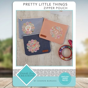 Cartão criativo com bolsa com zíper Pretty Little Things da Lilabelle Lane Creations - Liberty - EPP e bordado (compatível com digitalização e corte)