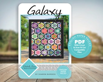 Galaxy Quilt by Lilabelle Lane Creations -English Paper Piecing PDF Pattern with SVG Download for Brother Scan N Cut or Cricut Machines