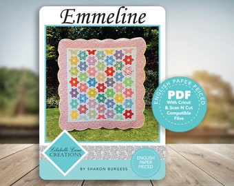 Emmeline Quilt by Lilabelle Lane Creations -English Paper Piecing PDF Pattern + SVG Download for Brother Scan N Cut or Cricut Machines