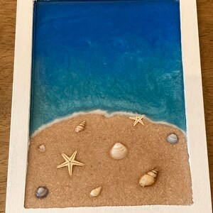 Resin Wall Art Ocean Beach Theme With Starfish and Seashells-Medium Size