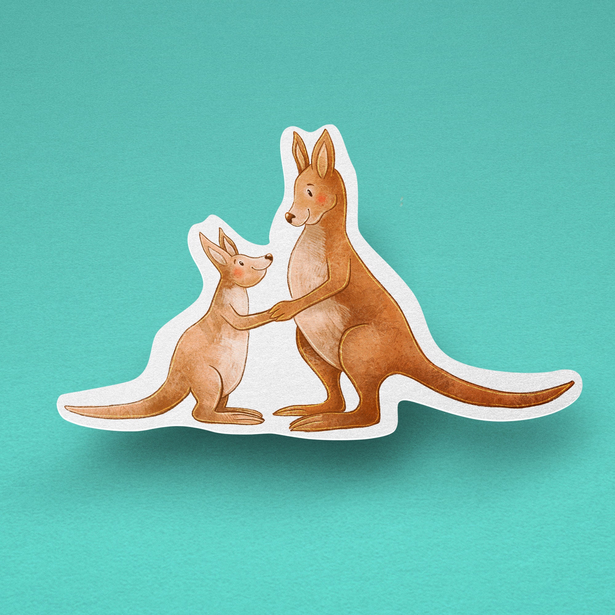 Australian Kangaroo Glossy Sticker/ Cute Kangaroo / Bullet Etsy 日本