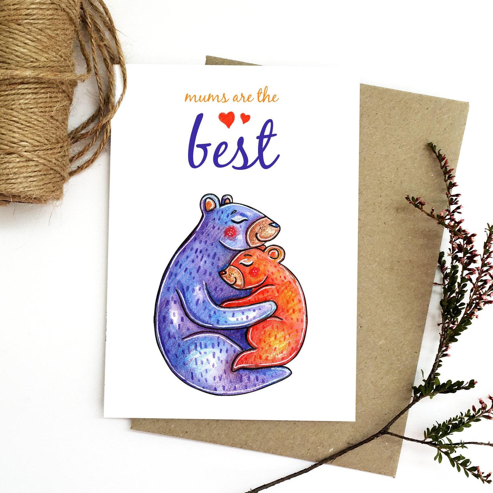 Mums are the best Gift Card/ Mumma Bear Greeting Card/ Mothers | Etsy