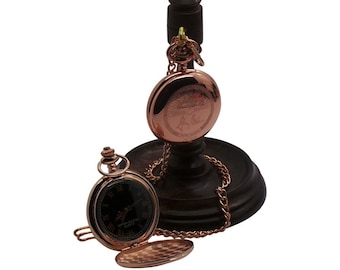 Johnny Cash Signé Personnalisé Gravé Or Rose 18 Carats Montre de Poche et Présentoir de Luxe Cintre Boîte Cadeau en Bois Boîte Gravure Gratuite