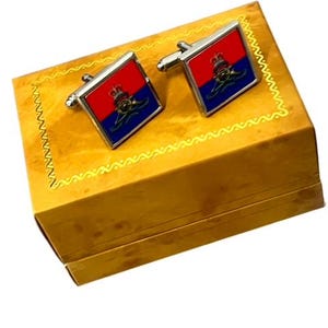 Royal Artillery manchetknopen zilveren leger manchetknopen luxe geschenkdoos geval handgemaakte zilveren beklede Britse leger RA manchetknopen militaire geschenken